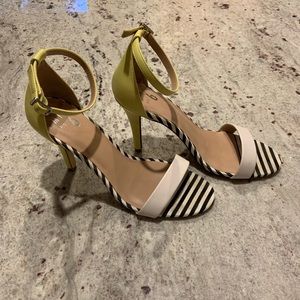 Neon and striped high heels